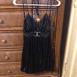 Black slinky halter top dress